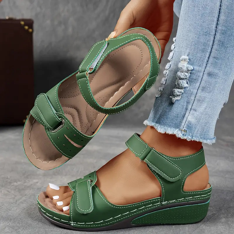 Mischa Everyday Grace wedge sandals with adjustable Velcro strap and cushioned sole