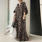 Alice brown gradient maxi dress with V-neckline and flowing silhouette