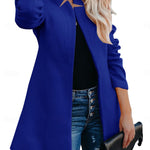 Helen longline coat with stand-up collar and structured shoulders in navy