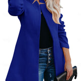 Helen longline coat with stand-up collar and structured shoulders in navy