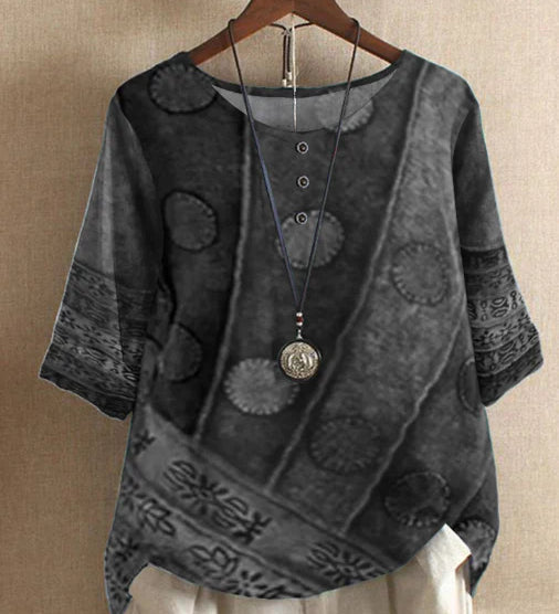 Jael elegant harmony flowy boho top with nature-inspired print, shown in multiple colours