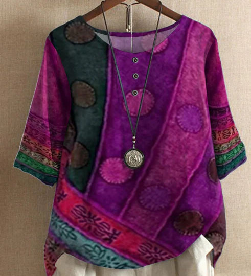 Jael elegant harmony flowy boho top with nature-inspired print, shown in multiple colours
