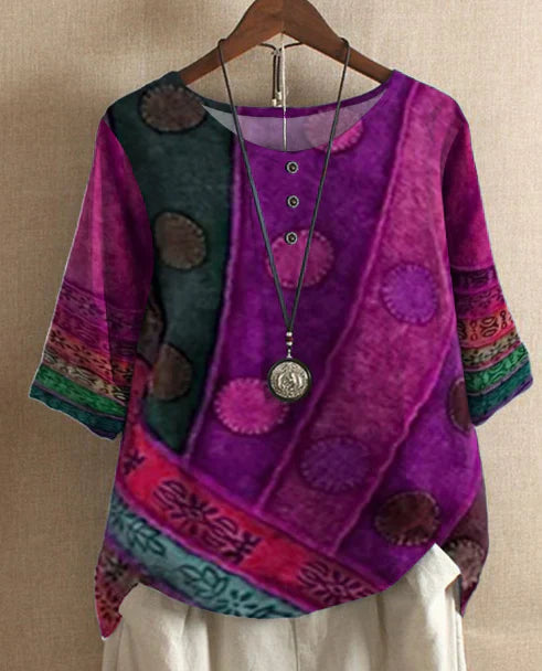 Jael elegant harmony flowy boho top with nature-inspired print, shown in multiple colours