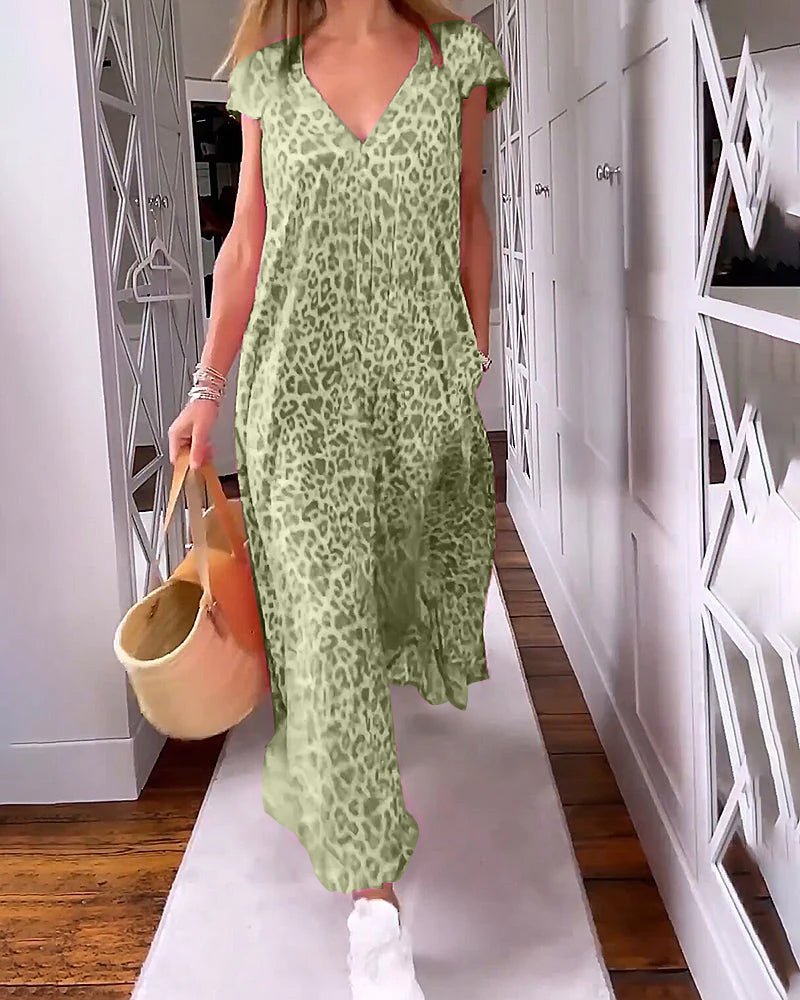 Glaiza V-neck maxi dress with a flowing floor-length silhouette
