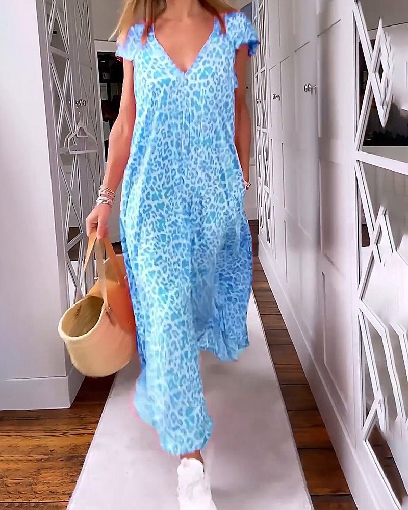 Glaiza V-neck maxi dress with a flowing floor-length silhouette