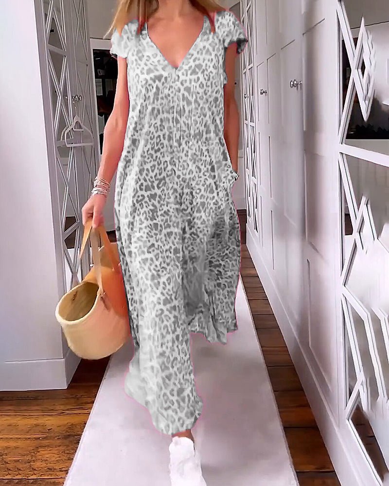 Glaiza V-neck maxi dress with a flowing floor-length silhouette