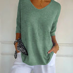 Anila light breeze relaxed V-neck cotton top for women