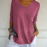 Anila light breeze relaxed V-neck cotton top for women