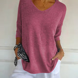 Anila light breeze relaxed V-neck cotton top for women