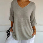 Anila light breeze relaxed V-neck cotton top for women