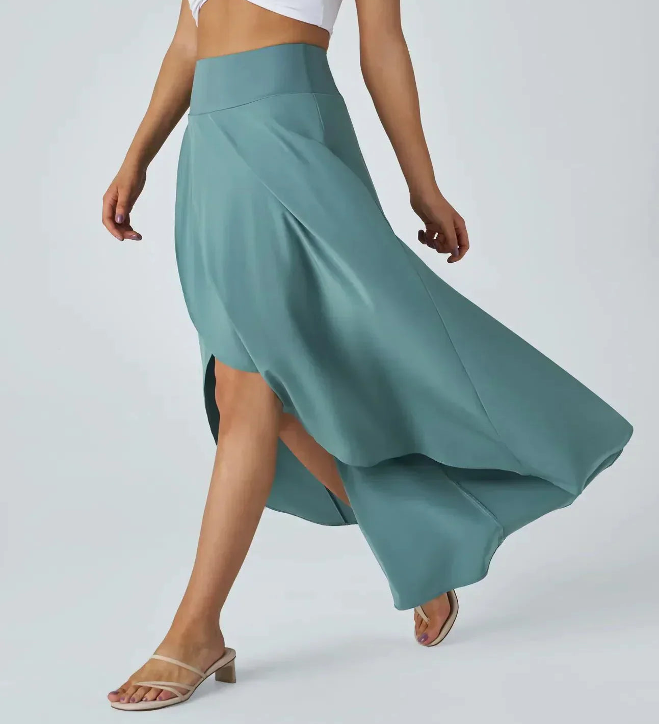 Sia high-waisted flounce skirt with layered high-low hem in several colours