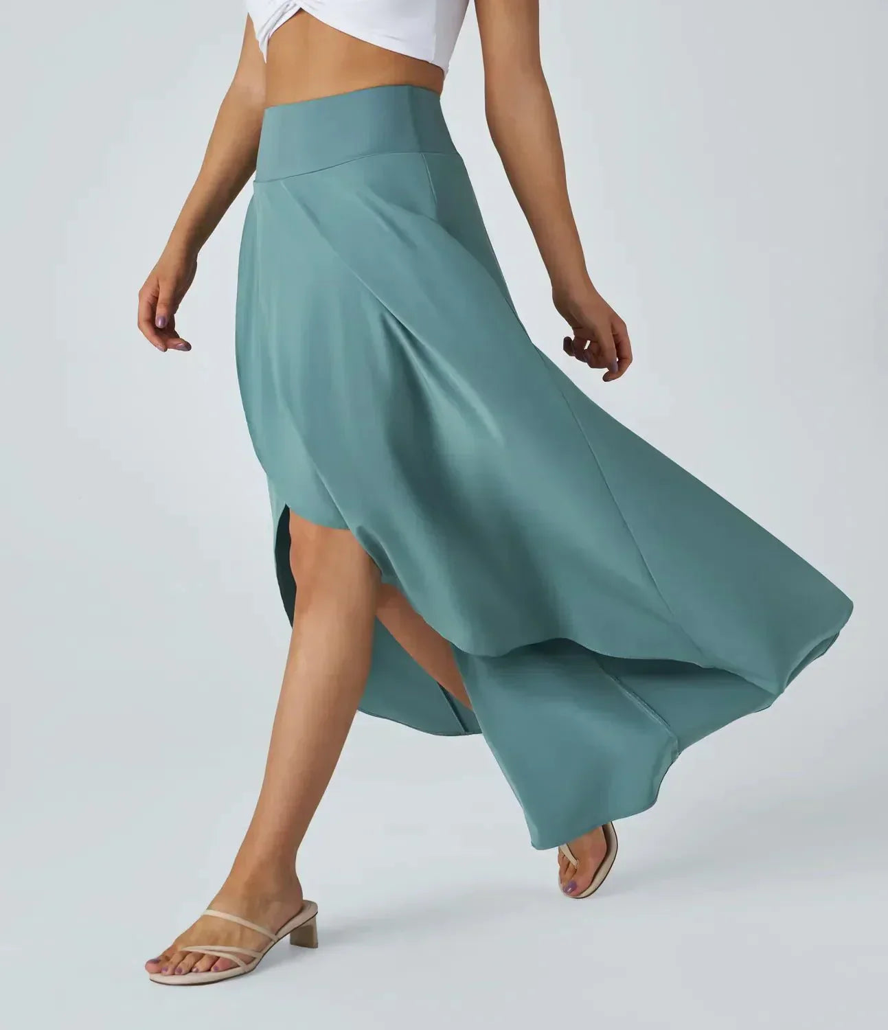 Sia high-waisted flounce skirt with layered high-low hem in several colours