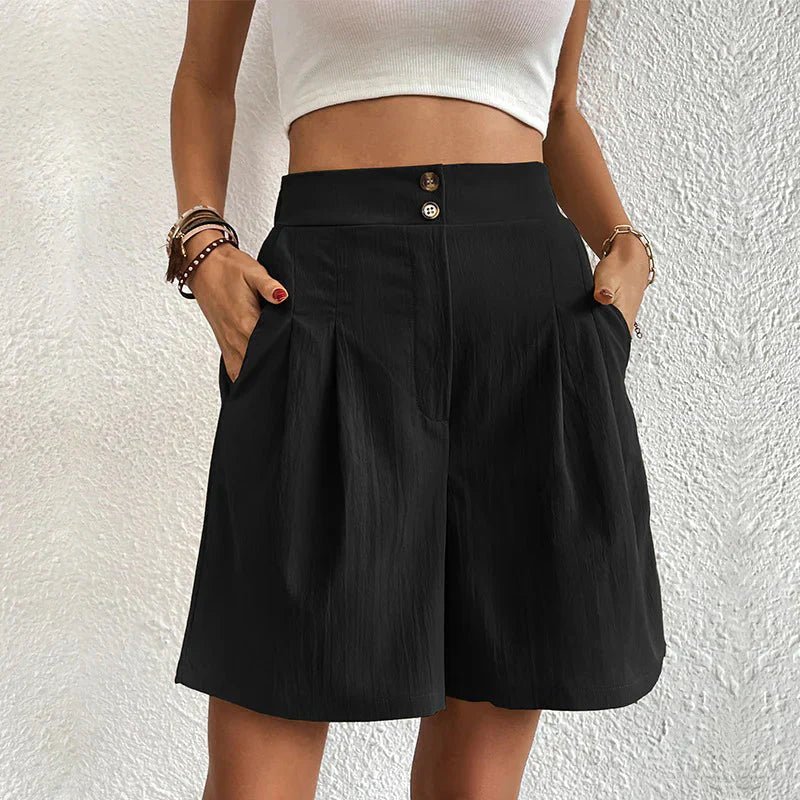 Celina high-waist comfort shorts shown in a soft, casual style
