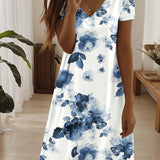 Amala Coastal Bloom floral mini dress with V-neckline and relaxed A-line silhouette