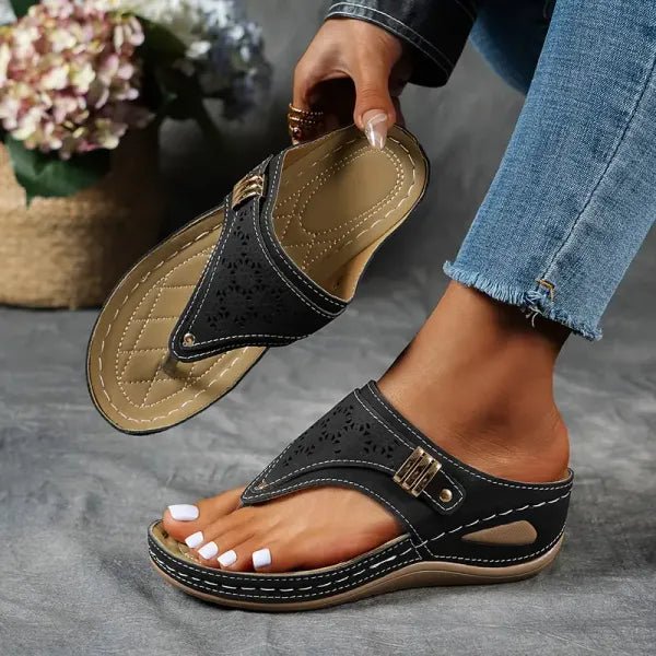 Lillian luxe comfort sandals for women, available in black, blue, bordeaux red and brown