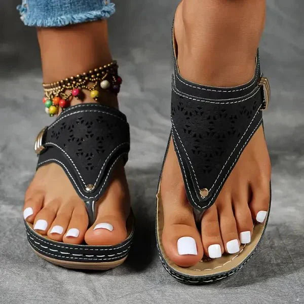 Lillian luxe comfort sandals for women, available in black, blue, bordeaux red and brown