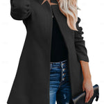Helen longline coat with stand-up collar and structured shoulders in navy