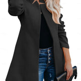 Helen longline coat with stand-up collar and structured shoulders in navy