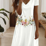 Amala Coastal Bloom floral mini dress with V-neckline and relaxed A-line silhouette
