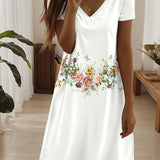 Amala Coastal Bloom floral mini dress with V-neckline and relaxed A-line silhouette