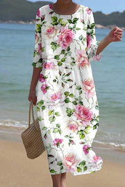 Kira floral dress with a flowy, flattering silhouette styled for everyday elegance
