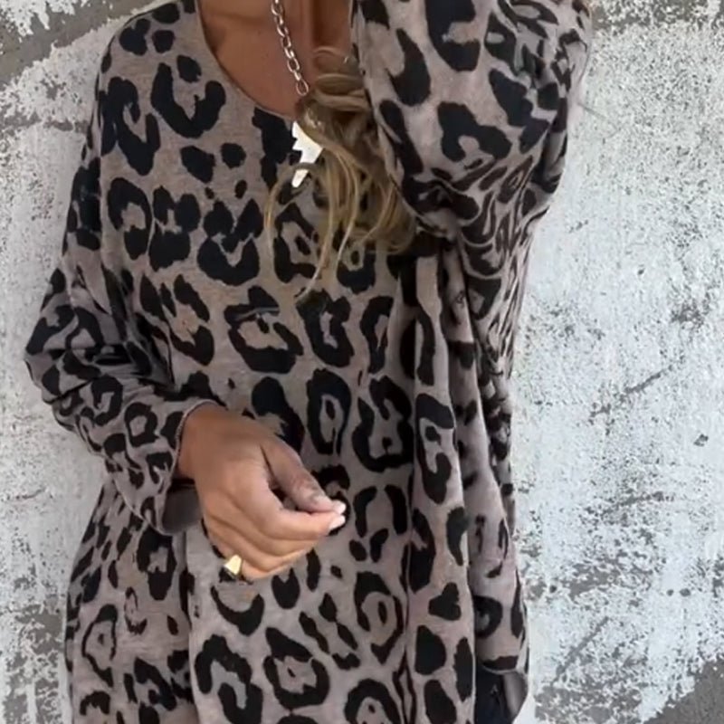 Lyka sleek leopard print top shown in white and brown