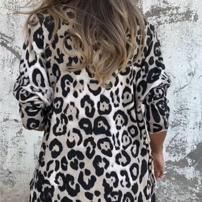 Lyka sleek leopard print top shown in white and brown