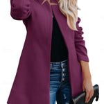 Helen longline coat with stand-up collar and structured shoulders in navy