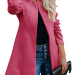 Helen longline coat with stand-up collar and structured shoulders in navy