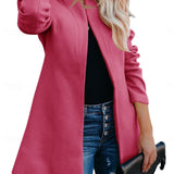Helen longline coat with stand-up collar and structured shoulders in navy