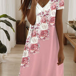 Amala Coastal Bloom floral mini dress with V-neckline and relaxed A-line silhouette